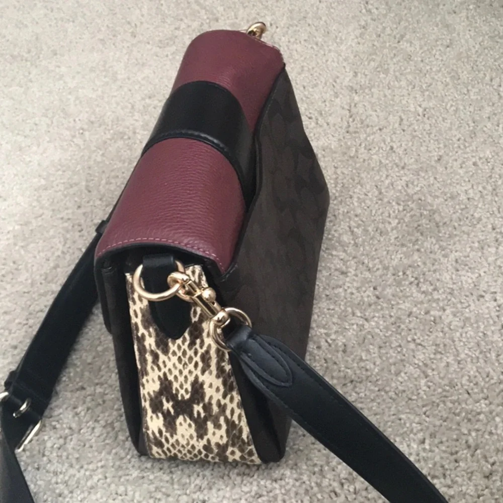 Coach Signature Canvas Crossbody Bag in Burgundy and Black